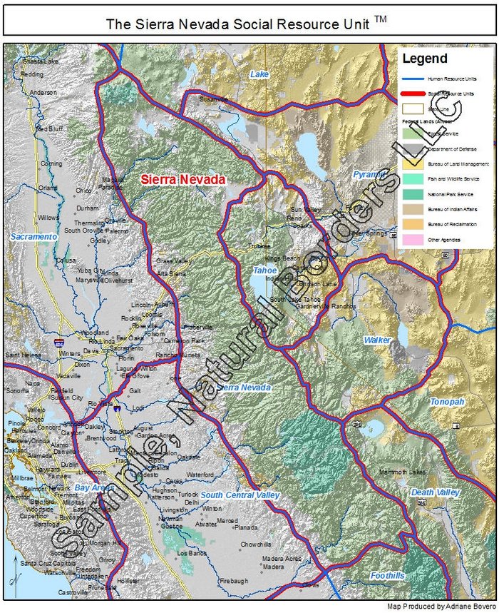 Sierra Nevada map - Social Resource Units of the Western USA